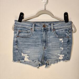 American Eagle High Rise Shortie Destroyed Shorts; Cotton; Elastin; Size 8